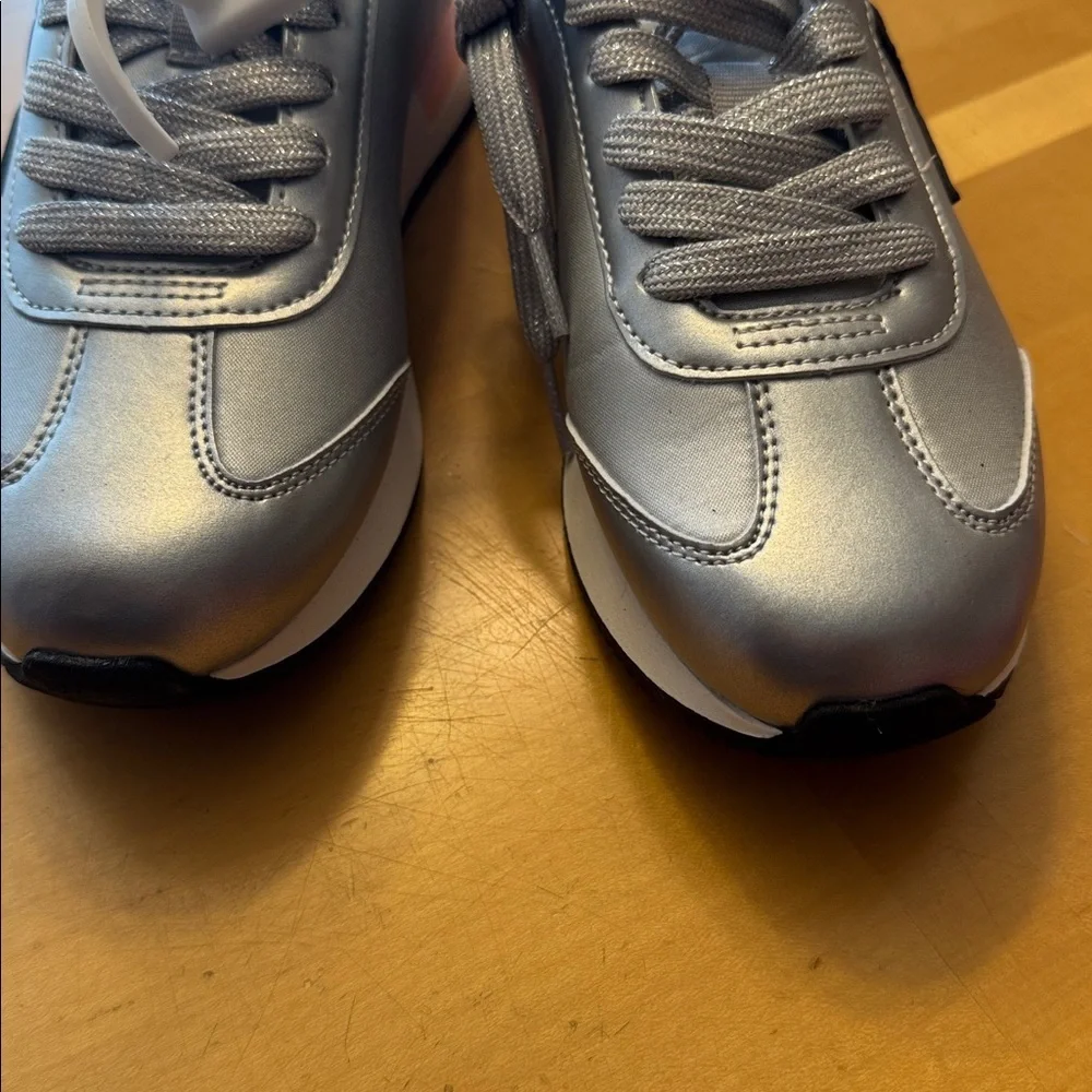 Justice Silver Sneakers with Black Star